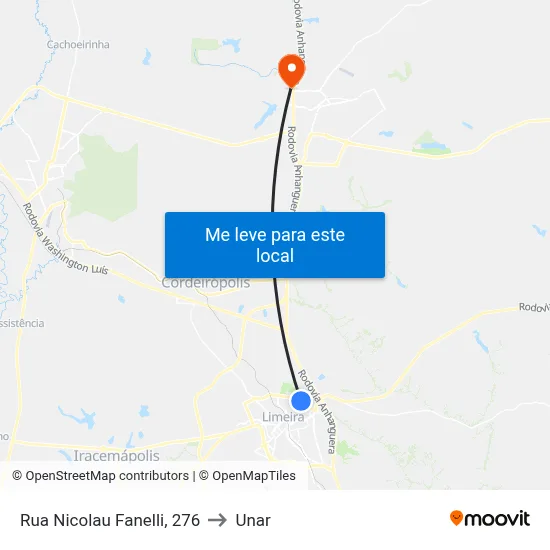 Rua Nicolau Fanelli, 276 to Unar map