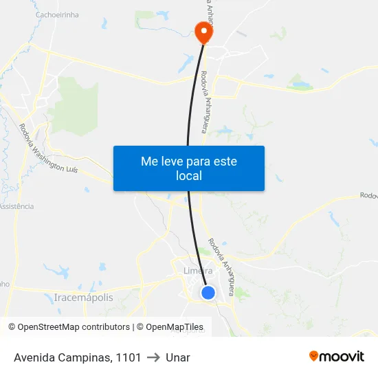 Avenida Campinas, 1101 to Unar map