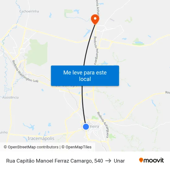 Rua Capitão Manoel Ferraz Camargo, 540 to Unar map
