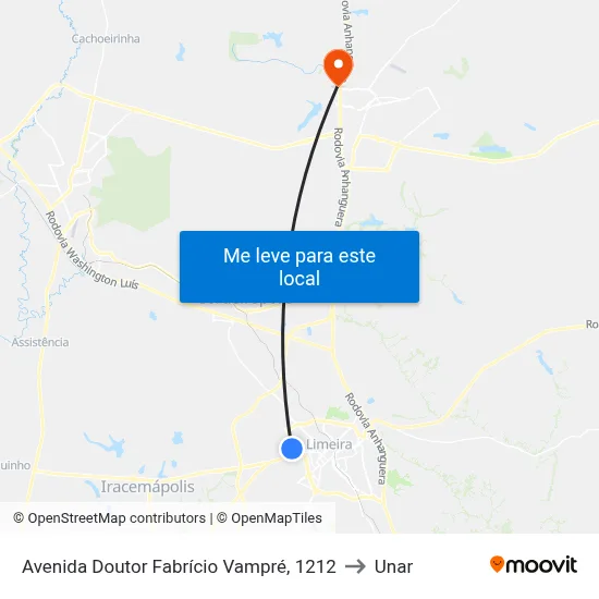 Avenida Doutor Fabrício Vampré, 1212 to Unar map