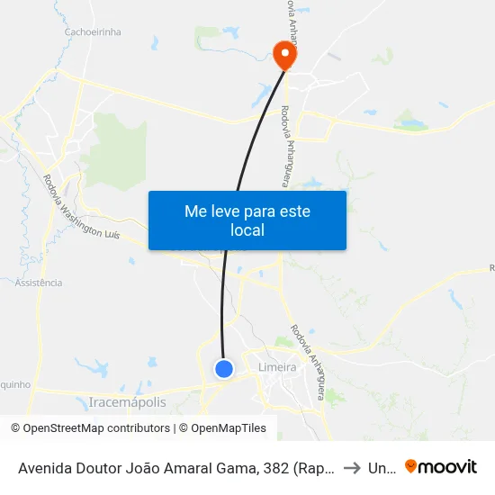 Avenida Doutor João Amaral Gama, 382 (Rapidão) to Unar map