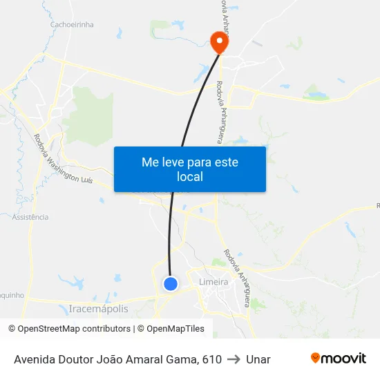 Avenida Doutor João Amaral Gama, 610 to Unar map