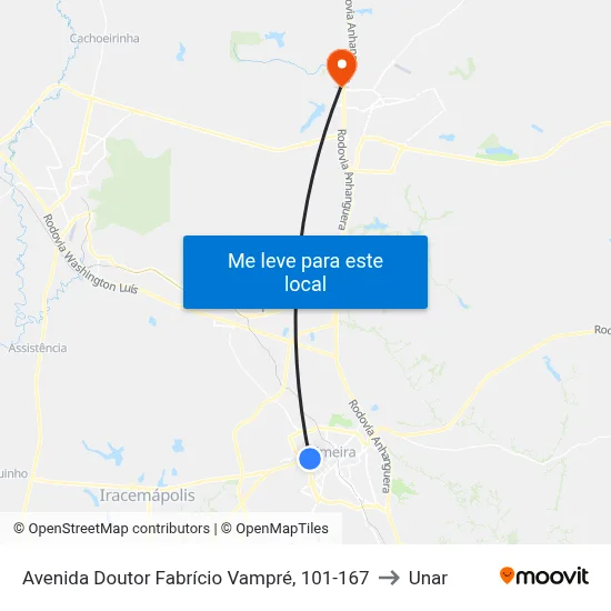Avenida Doutor Fabrício Vampré, 101-167 to Unar map