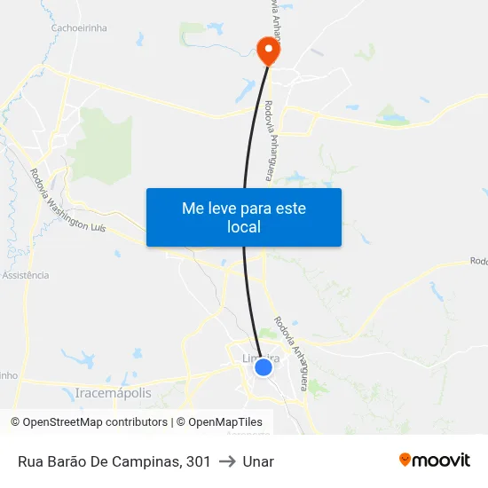 Rua Barão De Campinas, 301 to Unar map