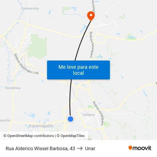 Rua Alderico Wissel Barbosa, 43 to Unar map