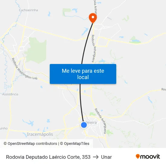 Rodovia Deputado Laércio Corte, 353 to Unar map