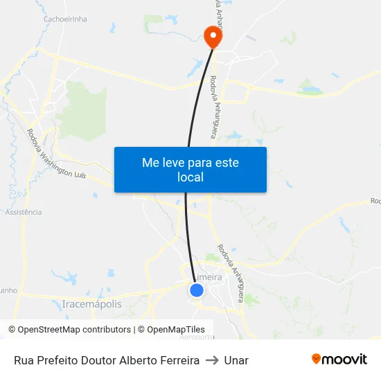 Rua Prefeito Doutor Alberto Ferreira to Unar map