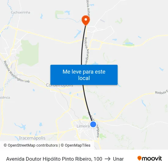 Avenida Doutor Hipólito Pinto Ribeiro, 100 to Unar map