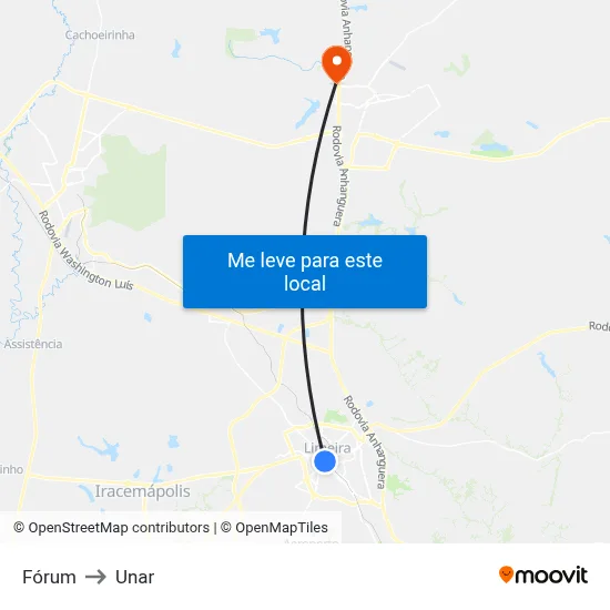 Fórum to Unar map