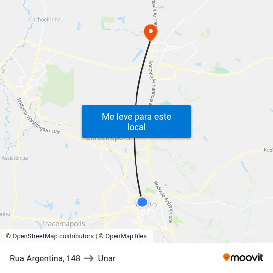 Rua Argentina, 148 to Unar map