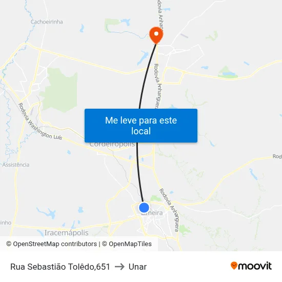 Rua Sebastião Tolêdo,651 to Unar map