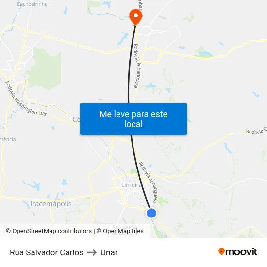 Rua Salvador Carlos to Unar map