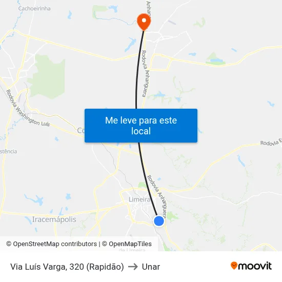 Via Luís Varga, 320  (Rapidão) to Unar map