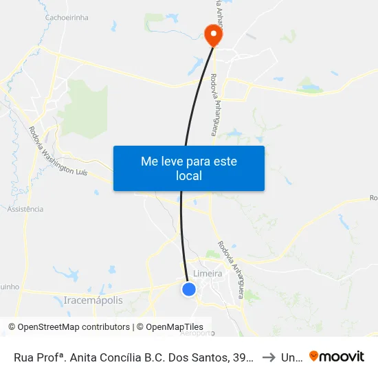 Rua Profª. Anita Concília B.C. Dos Santos, 399-479 to Unar map
