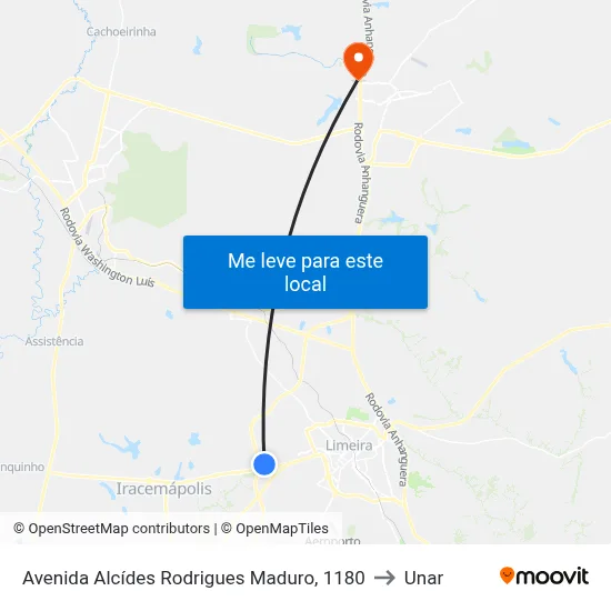 Avenida Alcídes Rodrigues Maduro, 1180 to Unar map