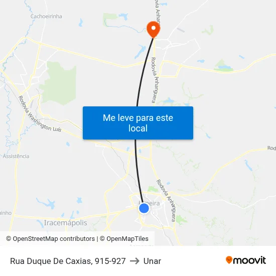 Rua Duque De Caxias, 915-927 to Unar map