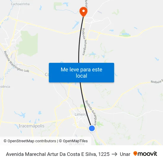 Avenida Marechal Artur Da Costa E Silva, 1225 to Unar map