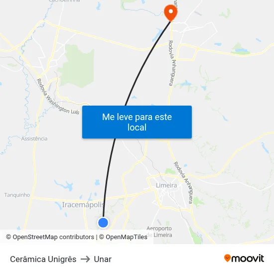 Cerâmica Unigrês to Unar map