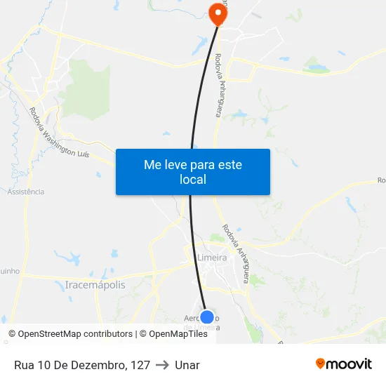 Rua 10 De Dezembro, 127 to Unar map