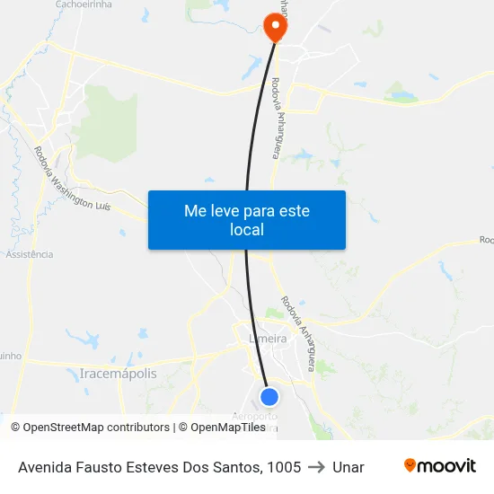 Avenida Fausto Esteves Dos Santos, 1005 to Unar map