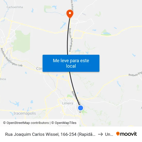 Rua Joaquim Carlos Wissel, 166-254  (Rapidão) to Unar map
