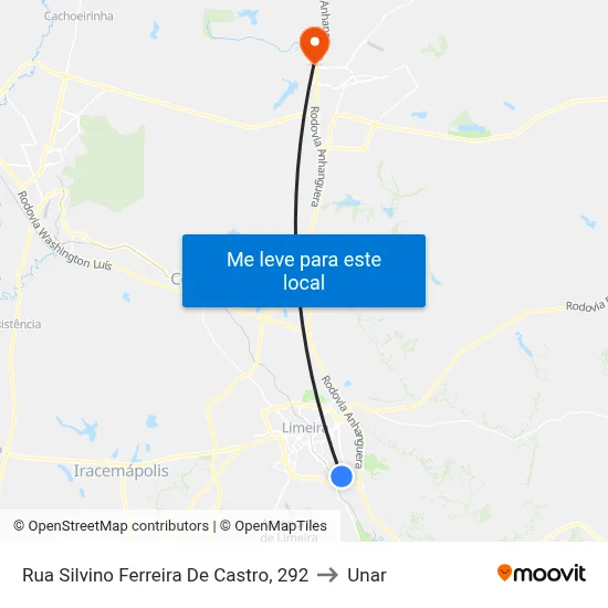 Rua Silvino Ferreira De Castro, 292 to Unar map