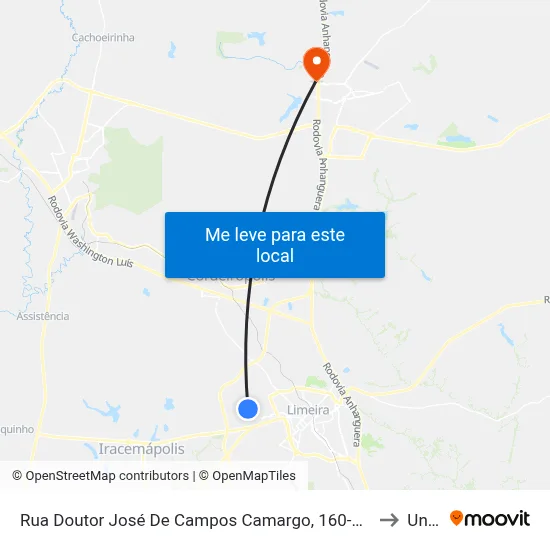 Rua Doutor José De Campos Camargo, 160-490 to Unar map