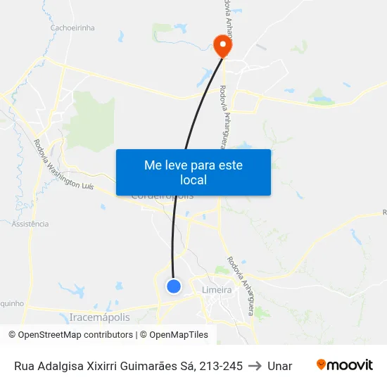Rua Adalgisa Xixirri Guimarães Sá, 213-245 to Unar map