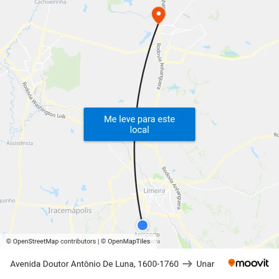 Avenida Doutor Antônio De Luna, 1600-1760 to Unar map