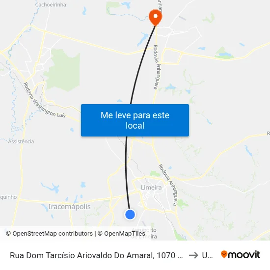 Rua Dom Tarcísio Ariovaldo Do Amaral, 1070 (Rapidão) to Unar map
