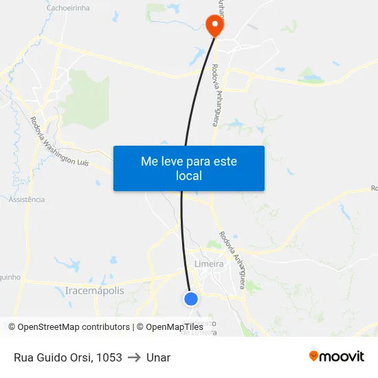 Rua Guido Orsi, 1053 to Unar map