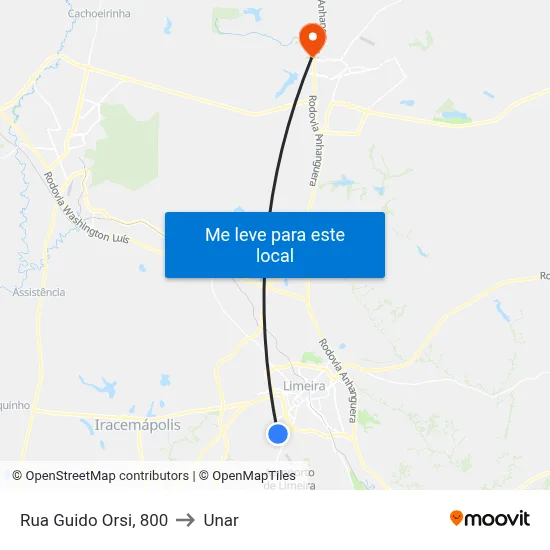 Rua Guido Orsi, 800 to Unar map