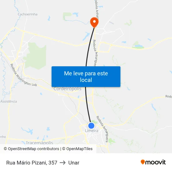Rua Mário Pizani, 357 to Unar map