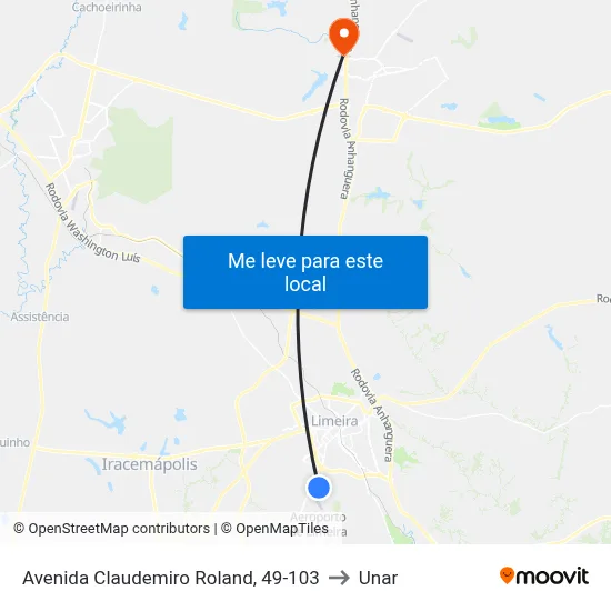 Avenida Claudemiro Roland, 49-103 to Unar map