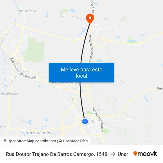 Rua Doutor Trajano De Barros Camargo, 1548 to Unar map