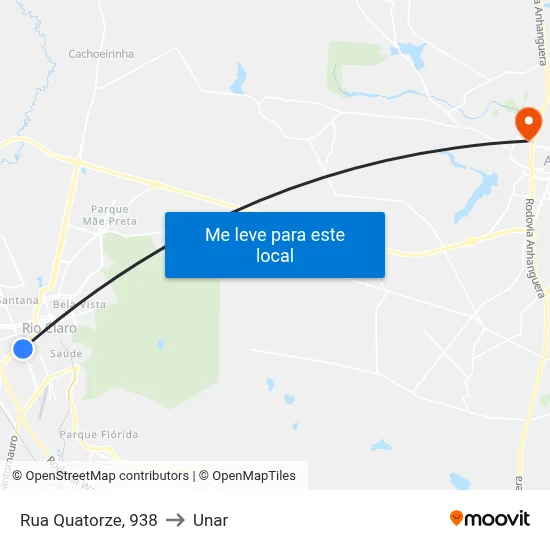 Rua Quatorze, 938 to Unar map