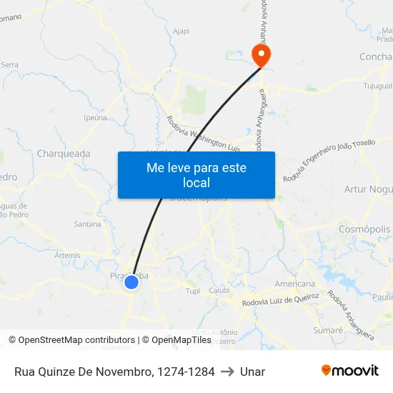 Rua Quinze De Novembro, 1274-1284 to Unar map