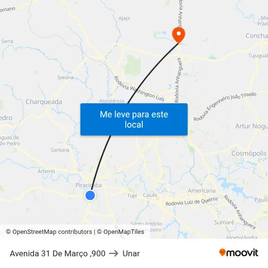 Avenida 31 De Março ,900 to Unar map