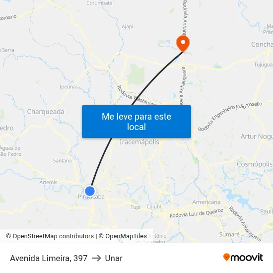 Avenida Limeira, 397 to Unar map