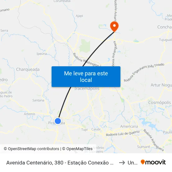 Avenida Centenário, 380 - Estação Conexão Cena to Unar map