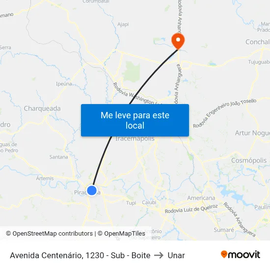 Avenida Centenário, 1230 - Sub - Boite to Unar map