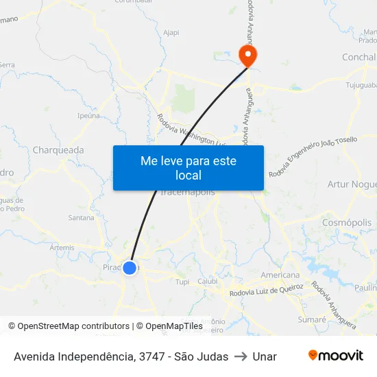 Avenida Independência, 3747 - São Judas to Unar map