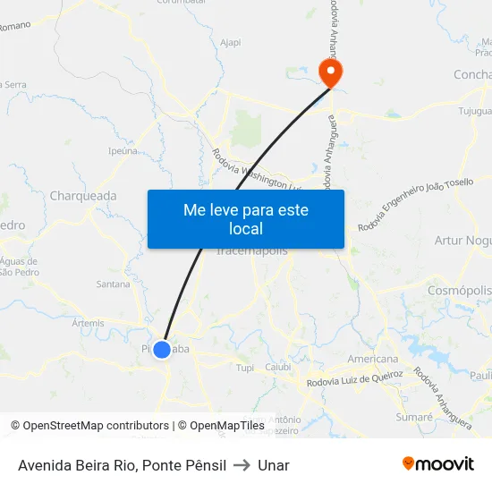 Avenida Beira Rio, Ponte Pênsil to Unar map