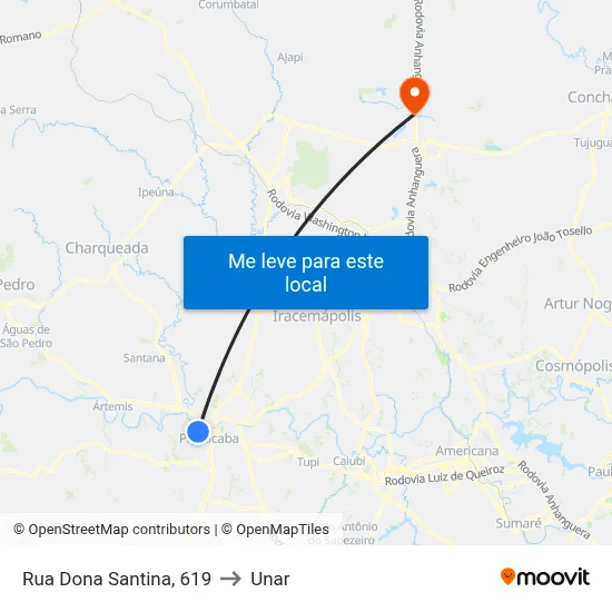 Rua Dona Santina, 619 to Unar map