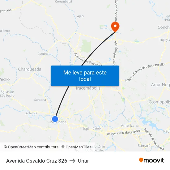 Avenida Osvaldo Cruz 326 to Unar map