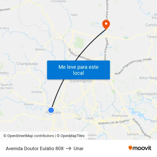 Avenida Doutor Eulálio 808 to Unar map