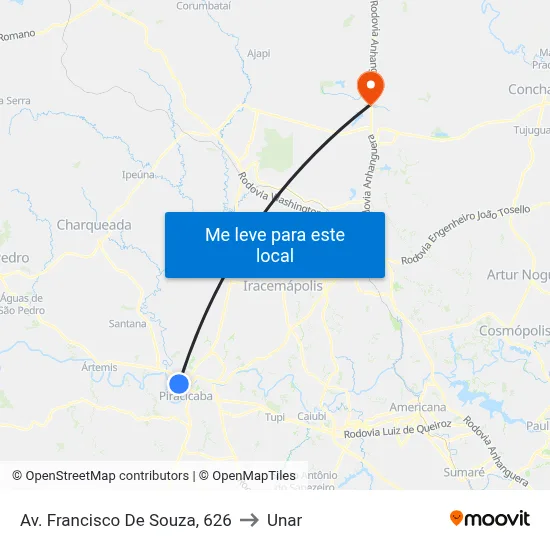 Av. Francisco De Souza, 626 to Unar map