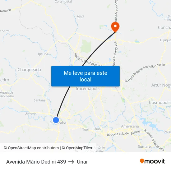 Avenida Mário Dedini 439 to Unar map