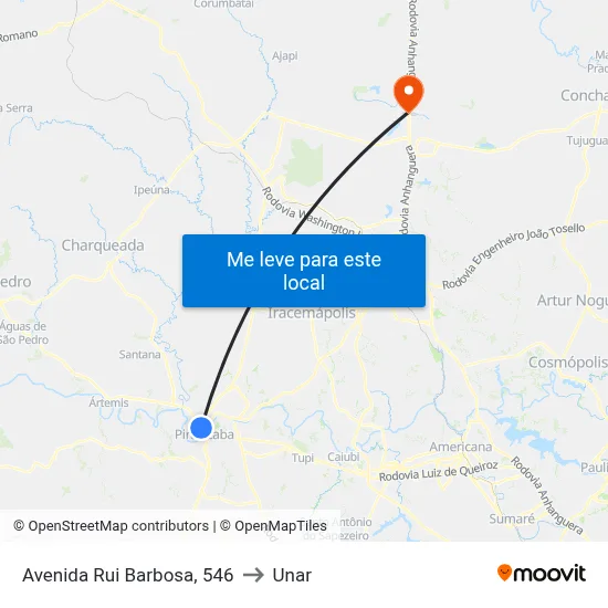 Avenida Rui Barbosa, 546 to Unar map