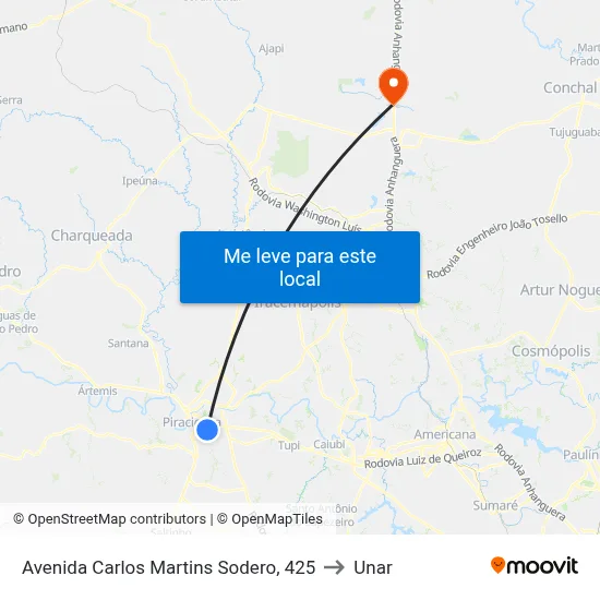 Avenida Carlos Martins Sodero, 425 to Unar map